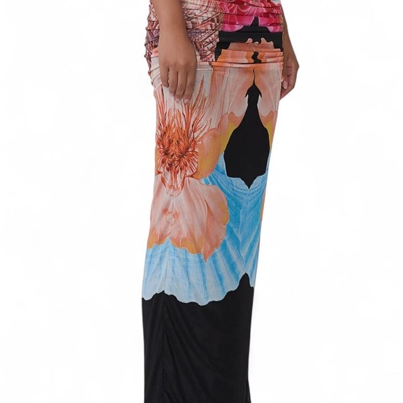 AFRM Multicolor Floral Midi Skirt with Bold Graphic Print - Picture 6 of 6